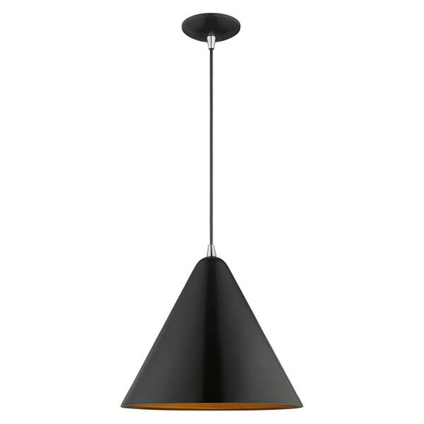 Livex Lighting Metal Shade Mini Pendants 1 Light Shiny Black Mini