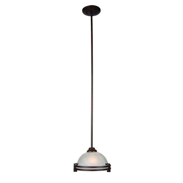 Yosemite Home Decor Sequoia Collection 1-Light Dark Brown Mini Pendant with Frosted Alabaster Glass Shade