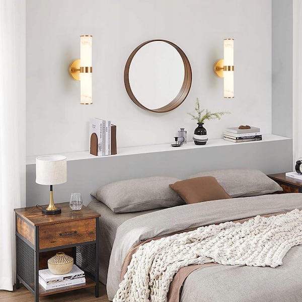 Logmey 2-Light LED Wall Sconce with Simulated Marble Texture and
