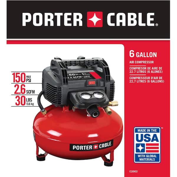 Porter-Cable 6 Gal. 150 PSI Portable Electric Pancake Air Compressor C2002  - The Home Depot