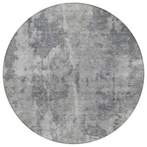 Chantille ACN573 Gray 8 ft. x 8 ft. Round Machine Washable Indoor/Outdoor Geometric Area Rug