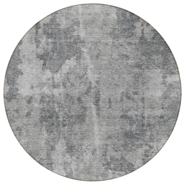 Addison Rugs Chantille ACN573 Gray 8 ft. x 8 ft. Round Machine Washable Indoor/Outdoor Geometric Area Rug