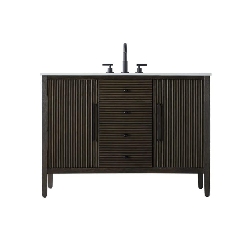 48 in. Single Sink Chocolate Oak Bath Vanity with White Engineered Marble Top price history on PriceWatchPro