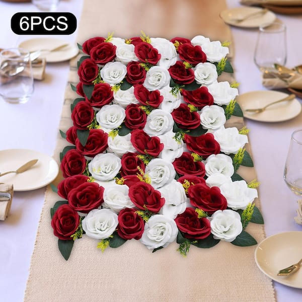 Red White Centerpieces Wedding Supplies Table Decor Roses Mums