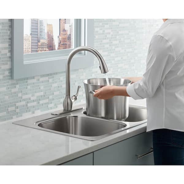 New Kohler Barossa Stainless Single-Handle Pull-Down Spray Kitchen Faucet 