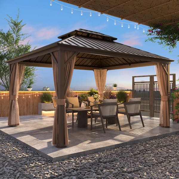 Gardenbee 12 ft. x 14 ft. Aluminum Outdoor Gazebo with