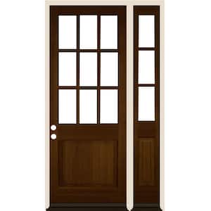 50 in. x 96 in. 9-Lite Right-Hand/Inswing Clear Glass Provincial Stain Wood Prehung Front Door Right Sidelite