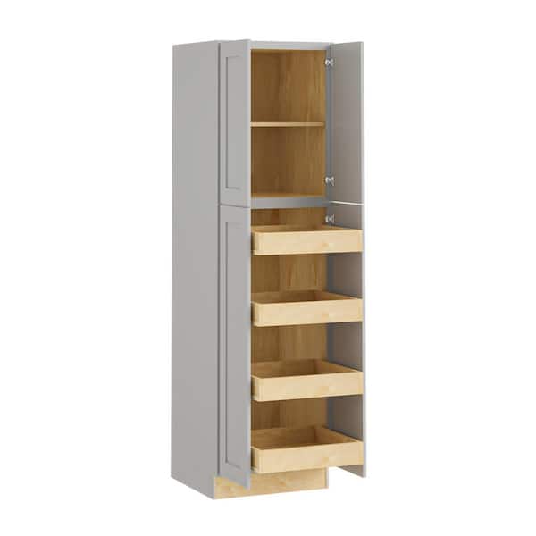 Home Decorators Collection Newport 24 in. W x 24 in. D x 84 in. H Assembled Plywood Pantry Kitchen Cabinet in Pearl Gray with 4ROT Soft Close
