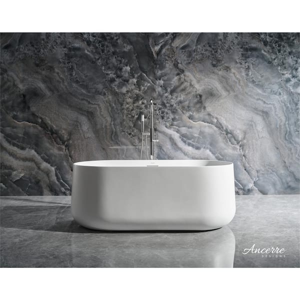 Ancerre Designs Cossue 61.4 in. x 31.8 in. Acrylic Soaking Bathtub with Center Drain in White
