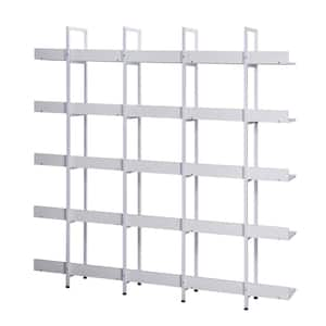 70.87 in. White MDF 5 Shelf Bookcase with Adjustable Foot Pad