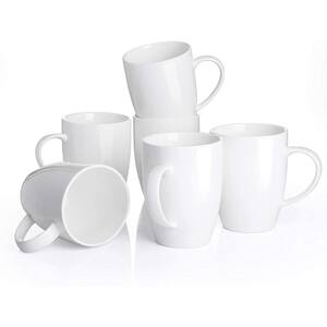 12.5 oz. White 6-Piece 5 in. Porcelain Mug Set Coffee Mug Ceramic Tea Cup Set