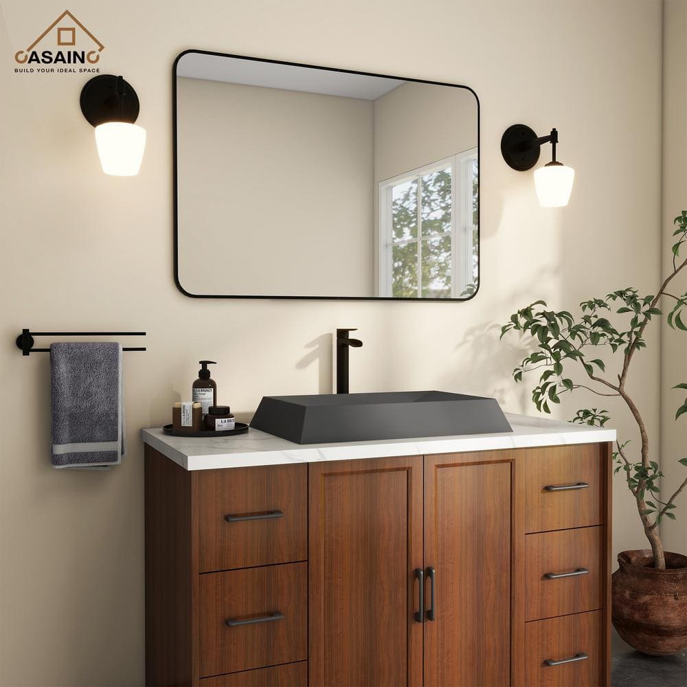 Black Earth Rectangular Ceramic Above-Counter Vessel Sink