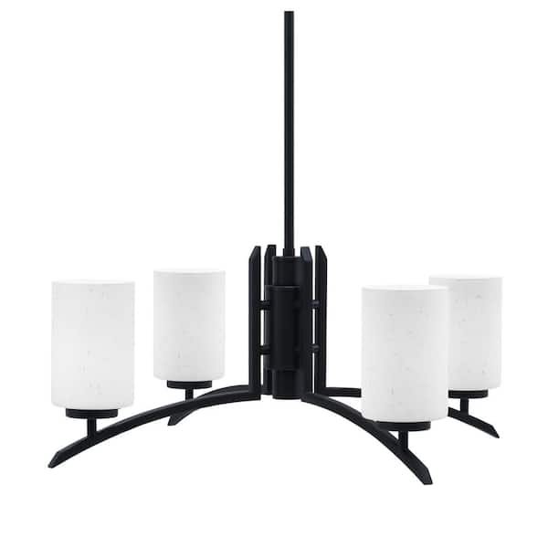 Unbranded Siena 26 in. 4 Light Matte Black Chandelier with White Muslin Glass Shades