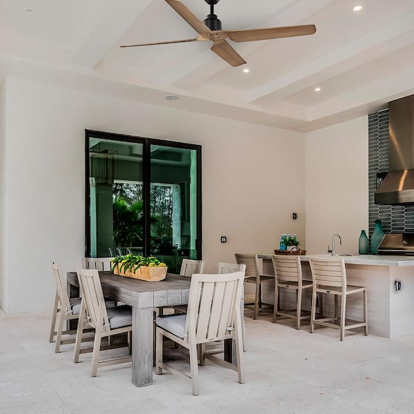 Delmore 60 in. Indoor/Outdoor Matte Black Ceiling Fan with DC Motor and Remote Control