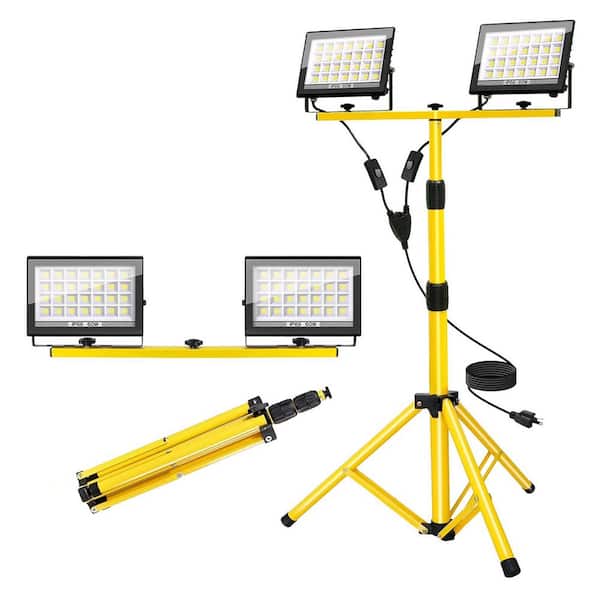 21000 Lumen 2 Head LED Work Light Portable Tripod Stand IP66 Waterproof Outdoor Workshop Garage Tool Only