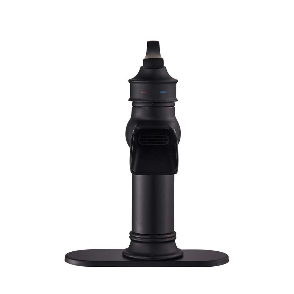 Matte Black Brass Waterfall Bathroom Faucet with Pop Up Drain