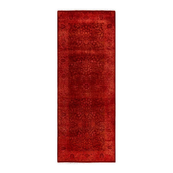 Overdyed Orange 3 ft. x 8 ft. Solid Wool Indoor Runner Rug