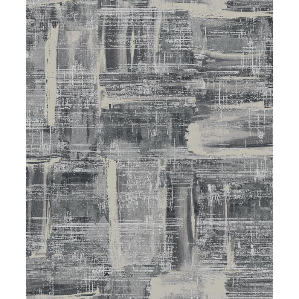 Lustre Collection Dark Grey/Silver Abstract Art Metallic Finish Paper on No