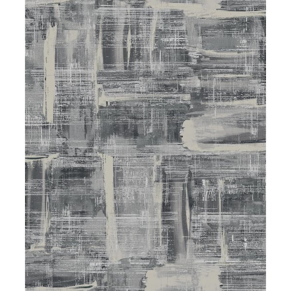 Unbranded Lustre Collection Dark Grey/Silver Abstract Art Metallic Finish Paper on Non-woven Non-pasted Wallpaper Roll