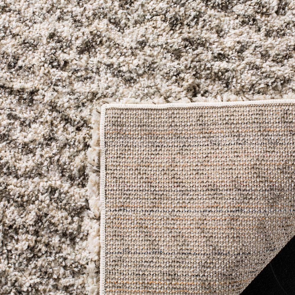 Ivory and Grey High Pile Shag Square Area Rug