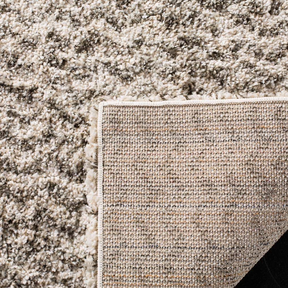Ivory Rectangular Reversible Shag Area Rug, 9' x 12'