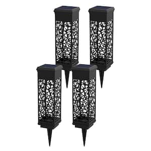 15 Lumen Matte Black Solar Mosaic Bollard Integrated LED Light (4-Pack)