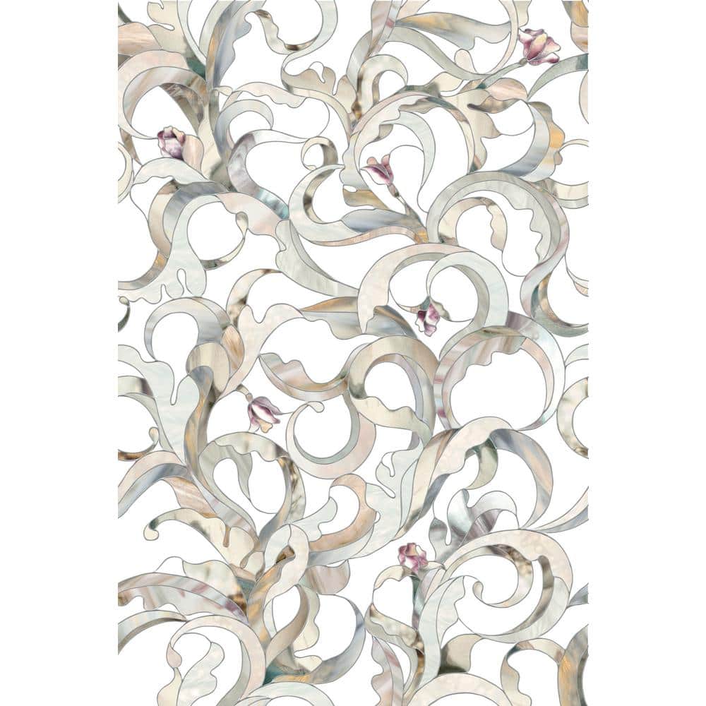 Flourish 24" x 36" Beige and Gray Decorative Window Film