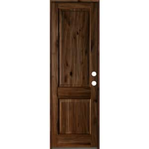 30 in. x 96 in. Rustic Knotty Alder Square Top V-Grooved Provincial Stain Left-Hand Wood Single Prehung Front Door