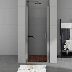 30 in. W x 72 in. H Pivot Semi-Frameless Shower Door in Chrome Finish with Clear Glass