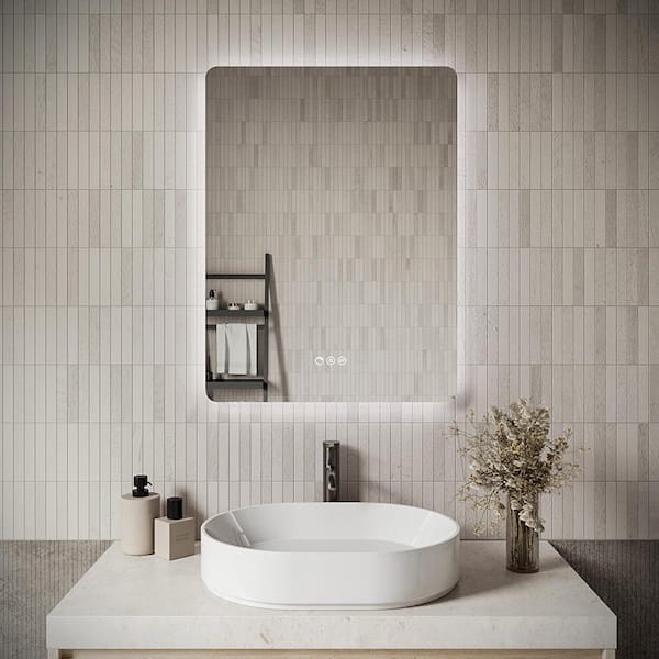 24 in. W x 32" H Rectangular Frameless LED Light Anti-Fog Dimmable Color Temperature Change Wall Bathroom Vanity Mirror