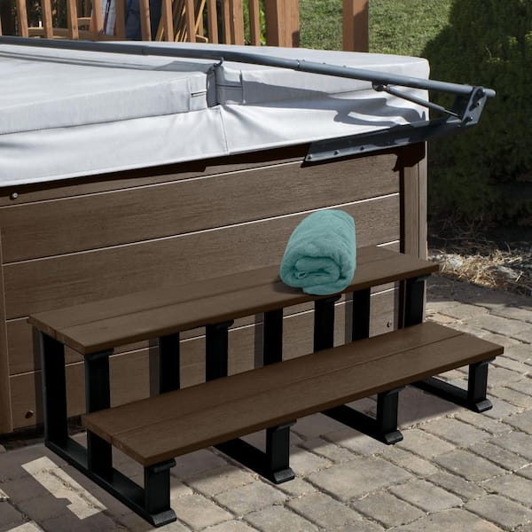 Recycled Plastic 48" Hot Tub Steps-Weathered Acorn