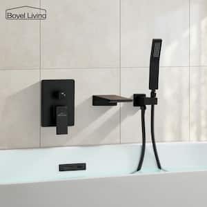 4 GPM Single-Handle Wall Mount Roman Tub Faucet with Hand Shower and Pressure Balance Valve in Matte Black