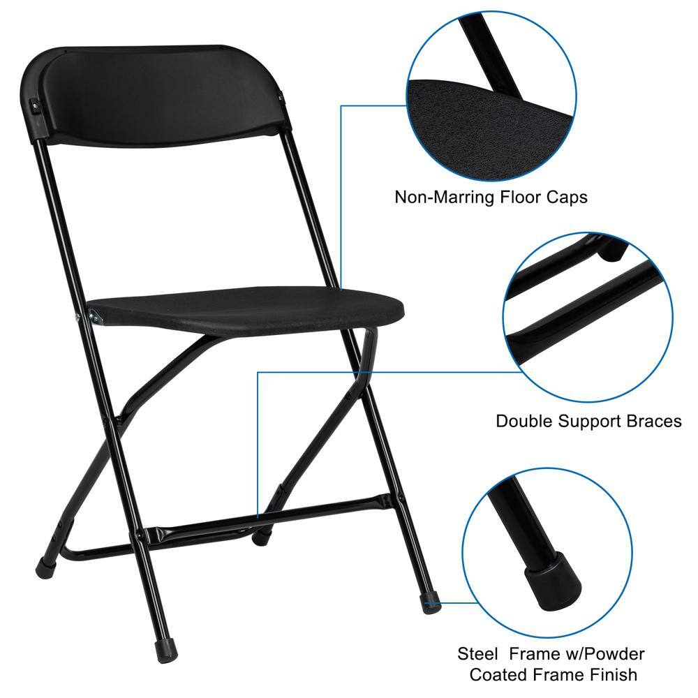 Black Metal Frame Plastic Folding Utility Chairs, Set of 6