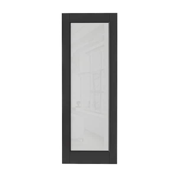 32 in. x 80 in. Solid MDF Core 1-Lite Tempered Frosted Glass and Manufacture Wood Black Primed Interior Door Slab