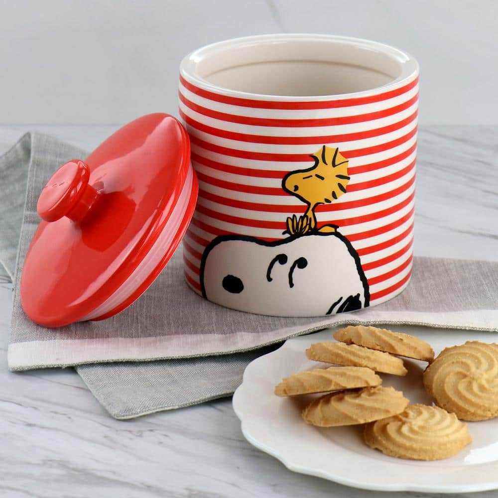 Peanuts Classic Snoopy Dog House Durastone 11.2 in. Cooke Jar in Red