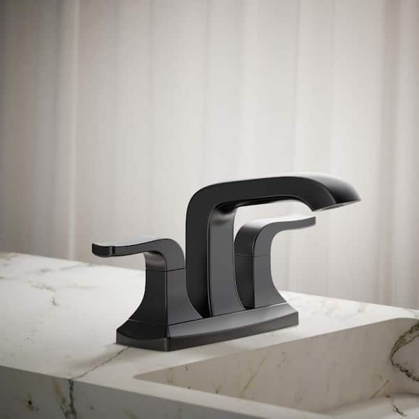 Rubicon 4 in. Centerset Double Handle Bathroom Faucet in Matte Black