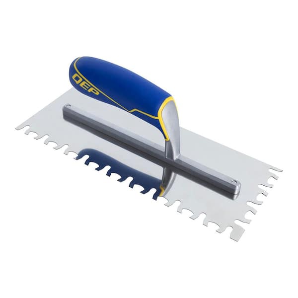 11 in. x 4-1⁄2 in. Stainless Steel Blade Large Format Tile, Euro Notched Flooring Trowel