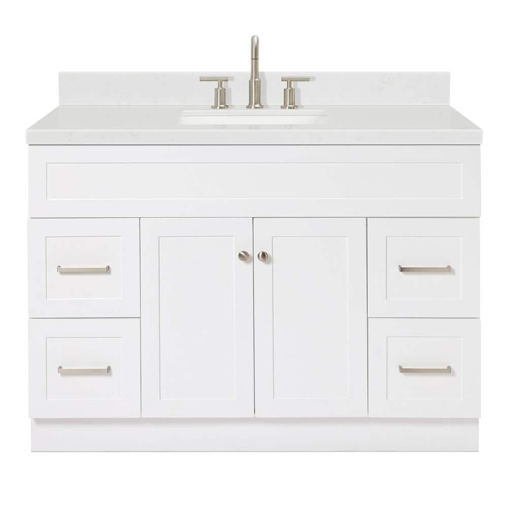 Hamlet 48" White Freestanding Single Basin Vanity with Quartz Top
