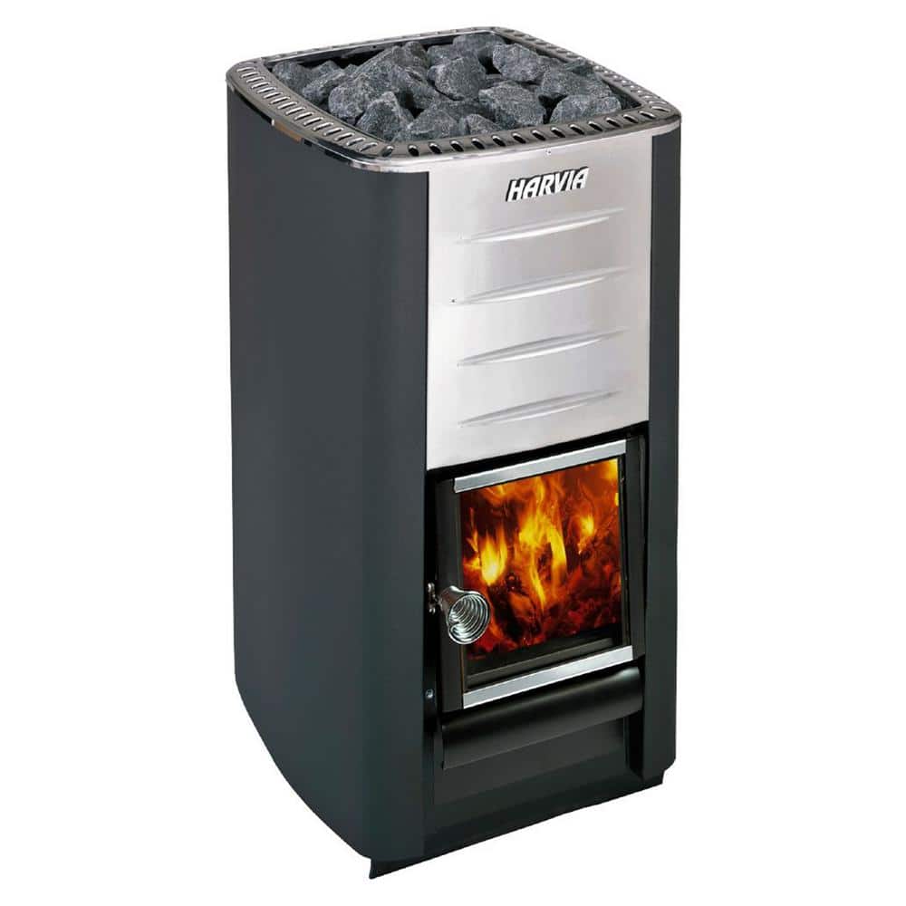 Harvia Stainless Steel Wood Burning Sauna Heater with Chimney Kit