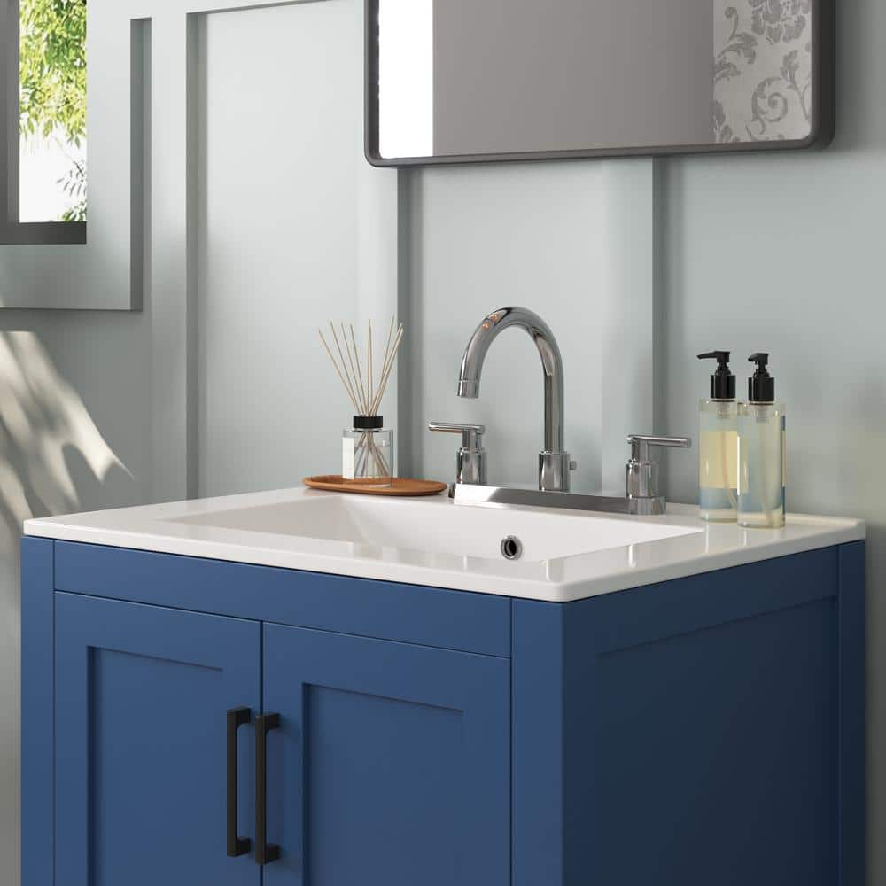 24'' White Ceramic Rectangular Single Vanity Top Sink