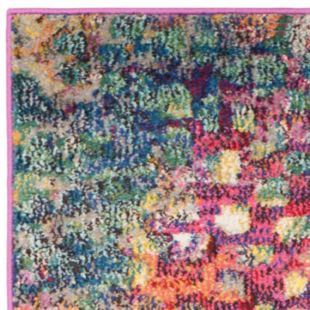 Pink and Multicolor Geometric Synthetic Runner Rug