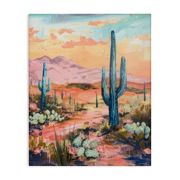 Stupell Industries Soft Canyon Sunset Cacti by LSR Design Studio Unframed Nature Graphic Art Print 20 in. x 16 in.