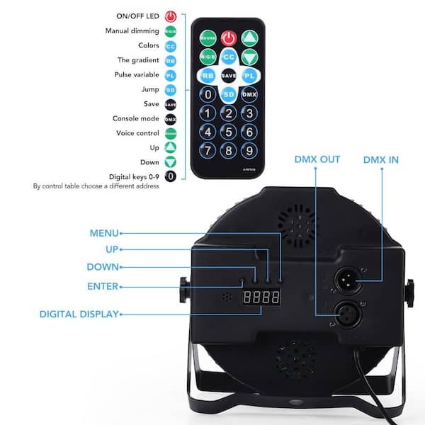 Unbranded RGB 36 LED Stage Lights DJ Par Lights, Sound Activated, Remote & DMX Controlled LED Uplights, 7 Modes Uplighting