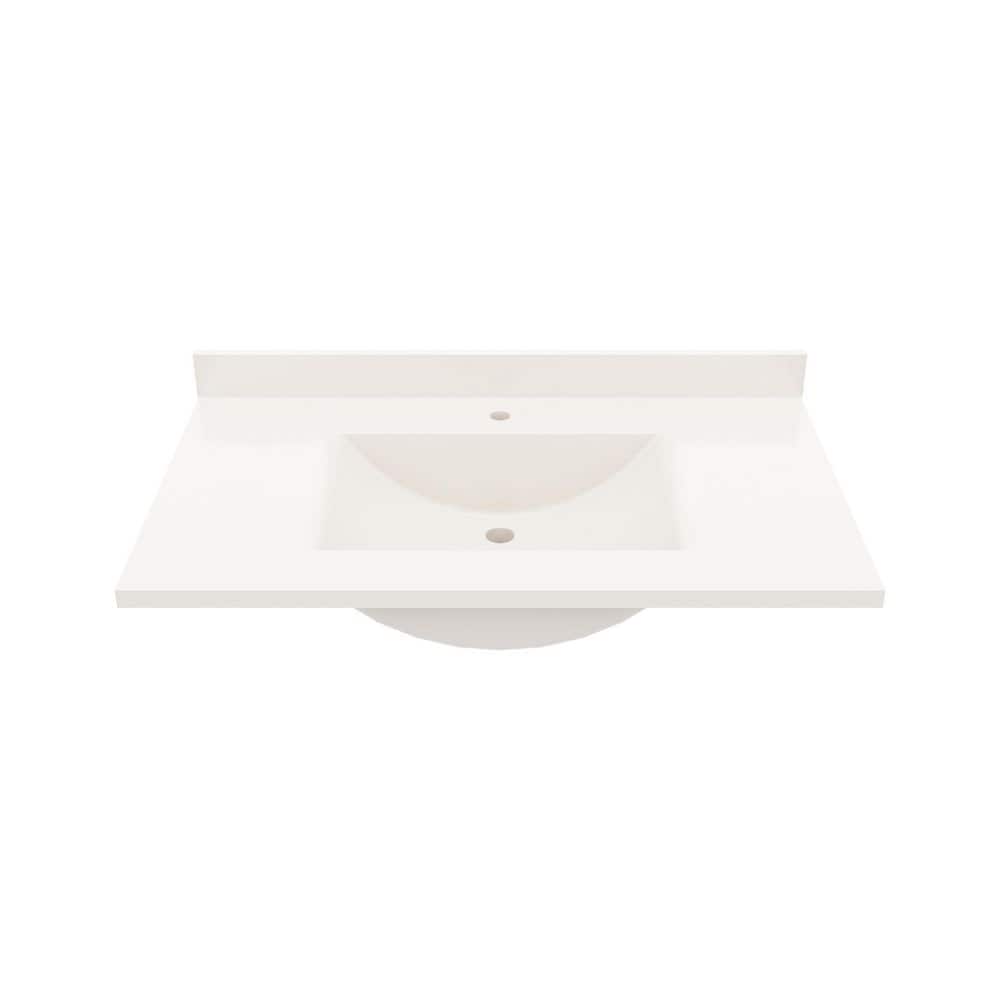 Tahiti White 37'' Swanstone Single Bathroom Vanity Top with Rectangular Sink