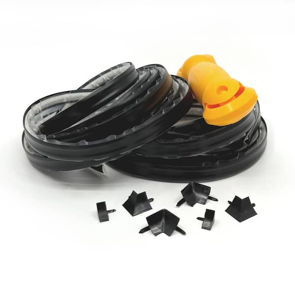 1/2 in. x 20 ft. Black, PVC Self-Adhesive Flexible Caulk Trim Molding Applicator Tool and Corners