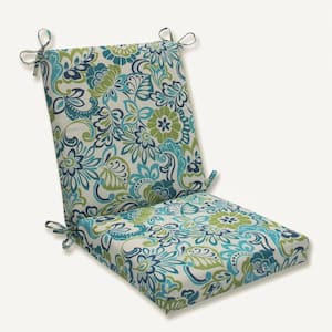 Floral Outdoor/Indoor 18 in. W x 3 in. H Deep Seat, 1-Piece Chair Cushion and Square Corners in Blue/Green Zoe
