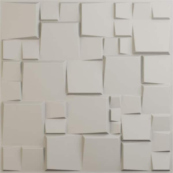 Ekena Millwork 19 5/8 in. x 19 5/8 in. Modern Square EnduraWall Decorative 3D Wall Panel Satin Blossom White (12-Pack for 32.04 Sq.Ft.)