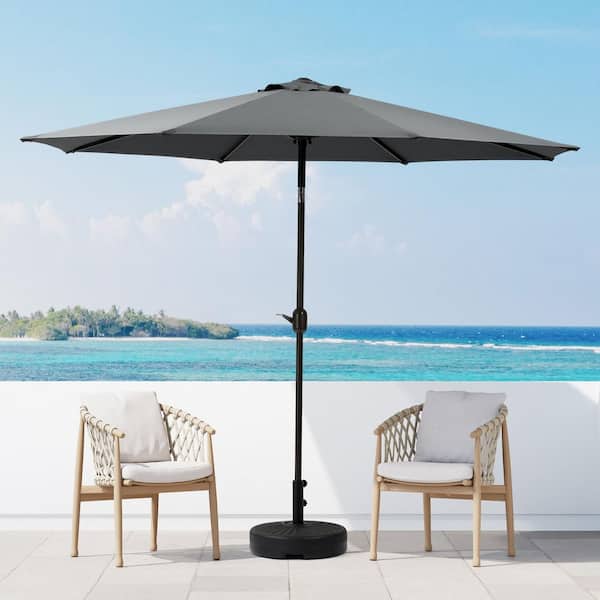 Tristen 9 ft. Aluminum Market Tilt Patio Umbrella in Gray