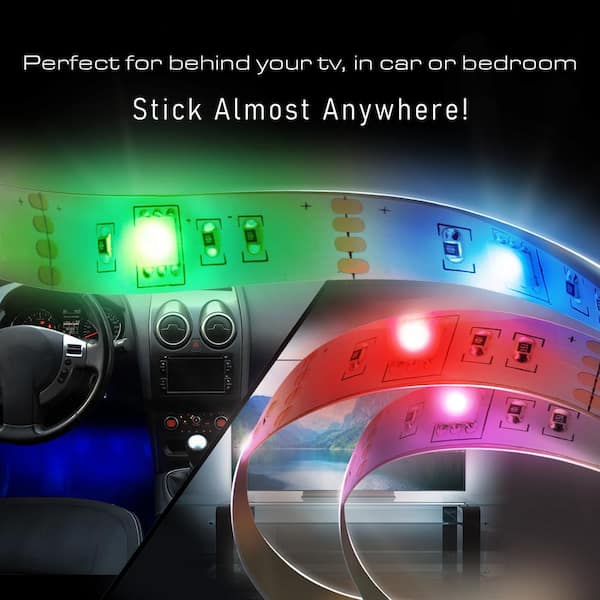 XTREME 3 ft. Multi-Color LED Strip, 16 Unique Colors/4 Modes, Device  Backlight For PC/HDTVs, Auto Interior XLB7-1032-DOL - The Home Depot