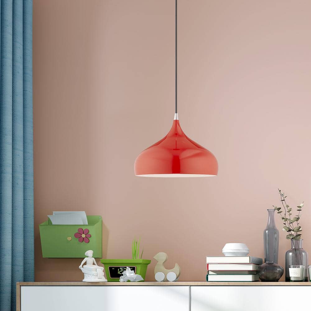 Shiny Red Aluminum Mini Pendant Light for Indoor/Outdoor